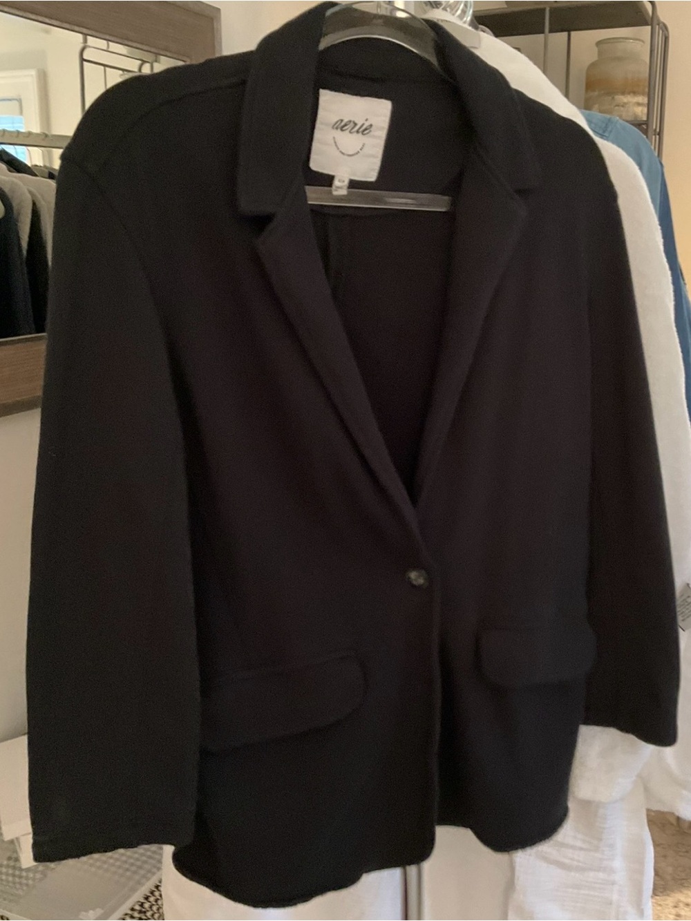 Aerie Women's Black cotton Knit Blazer Jacket